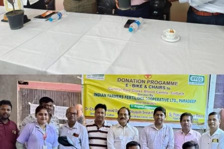 IFFCO Donates E-Bike, Chairs to Central Red Cross Blood Center Cuttack