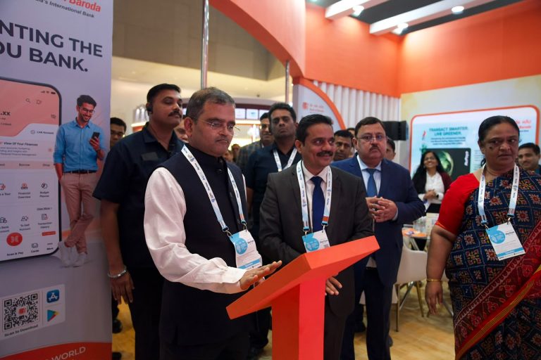 Shri Sanjay Lohiya, Secretary, DFS, with Dr. Debadatta Chand, MD & CEO, Bank of Baroda, and senior Bank officials during the demonstration of bob World 2